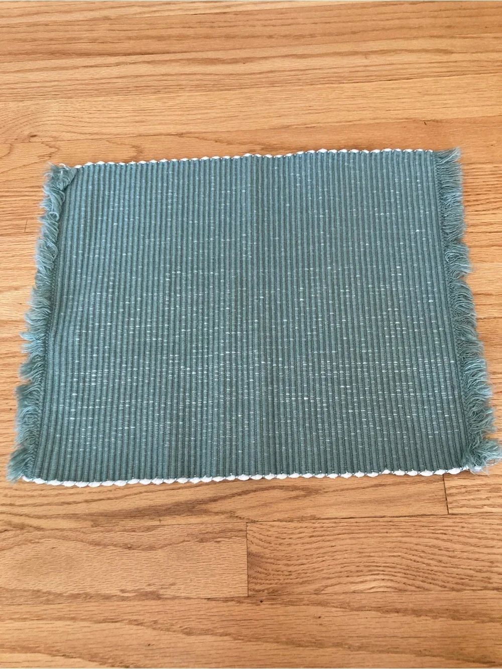 Vintage Placemats - Woven Reversible w/ Fringe - Sage Green - set of 6